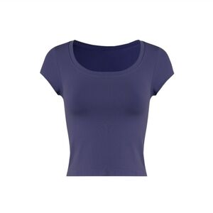 Navy Cap Sleeved Seamless Top